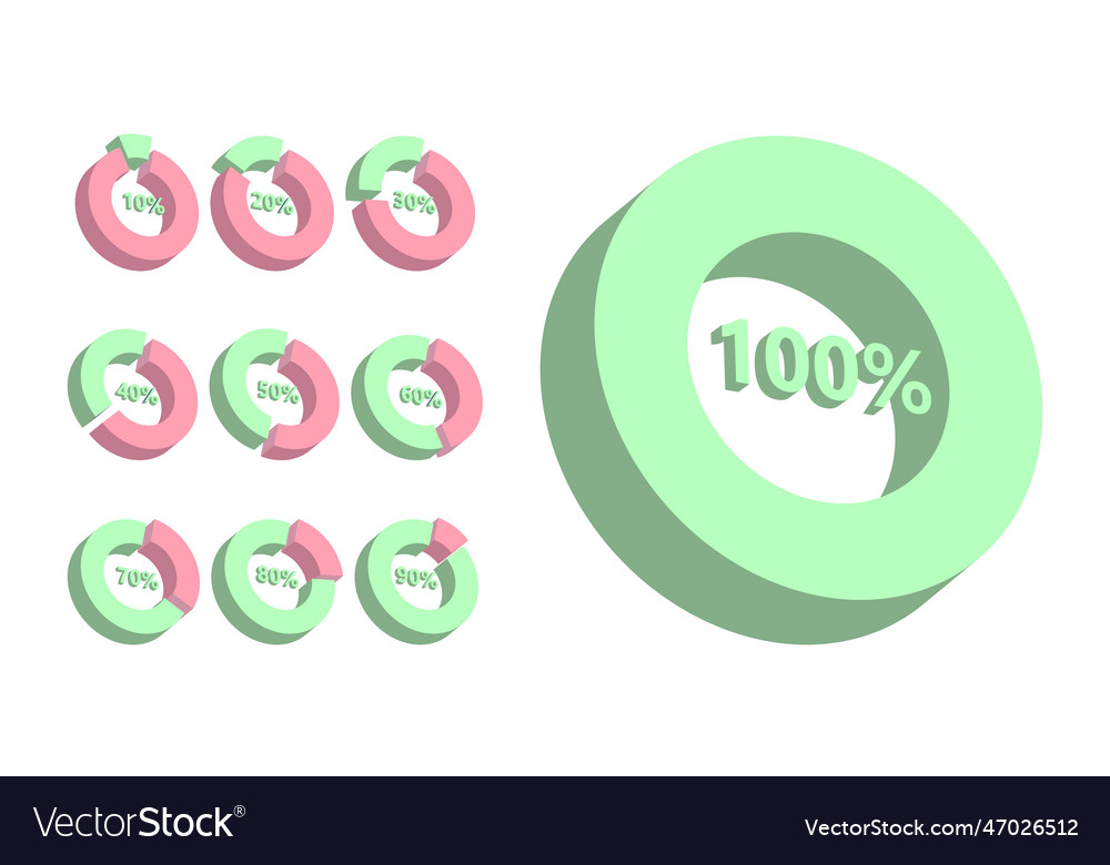 3d circular graph with percentage collection vector image 3d circular graph with percentage collection