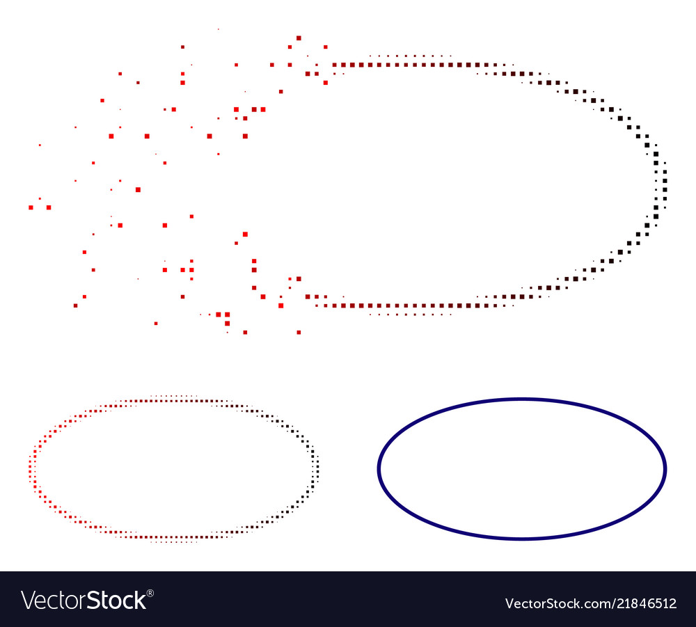 Broken pixel halftone ellipse frame icon vector image Broken pixel halftone ellipse frame icon