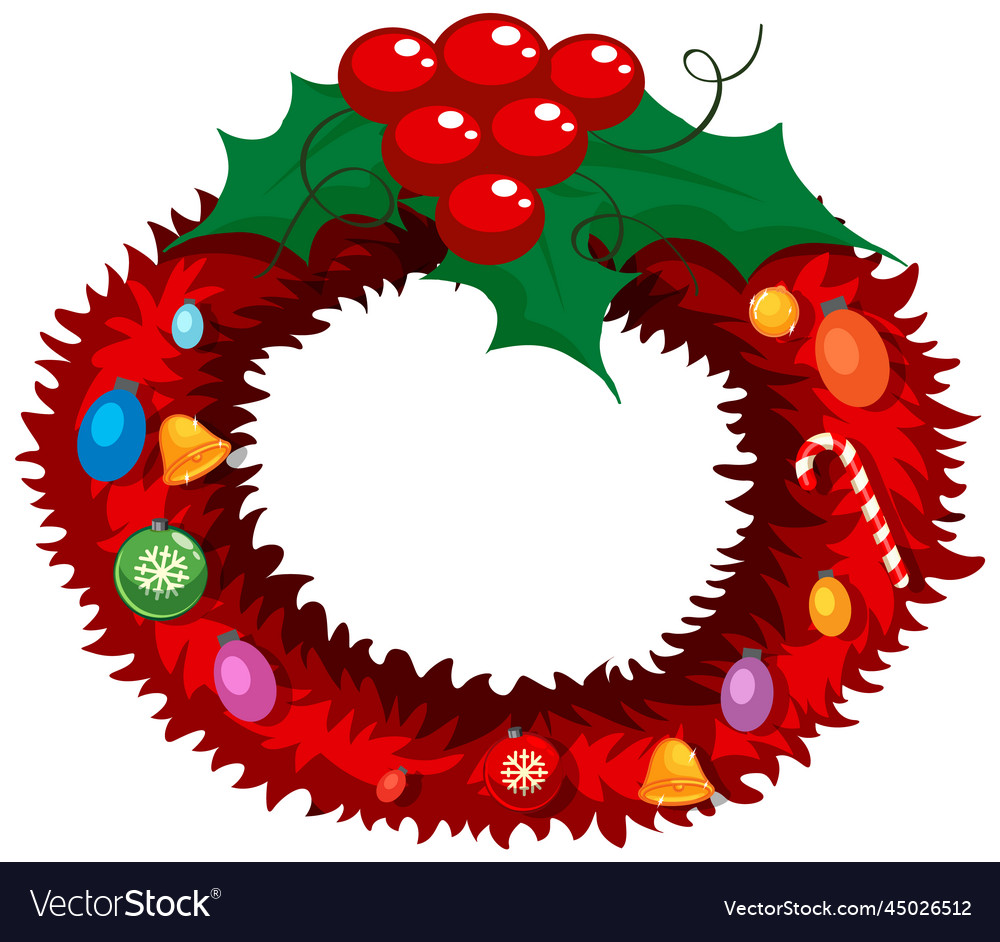 Christmas wreath decorated with holly Royalty Free Vector