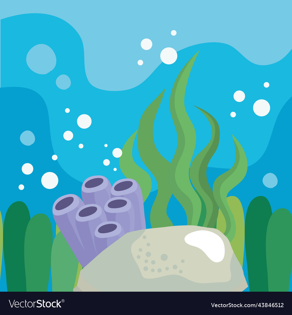 Coral reef and stone Royalty Free Vector Image