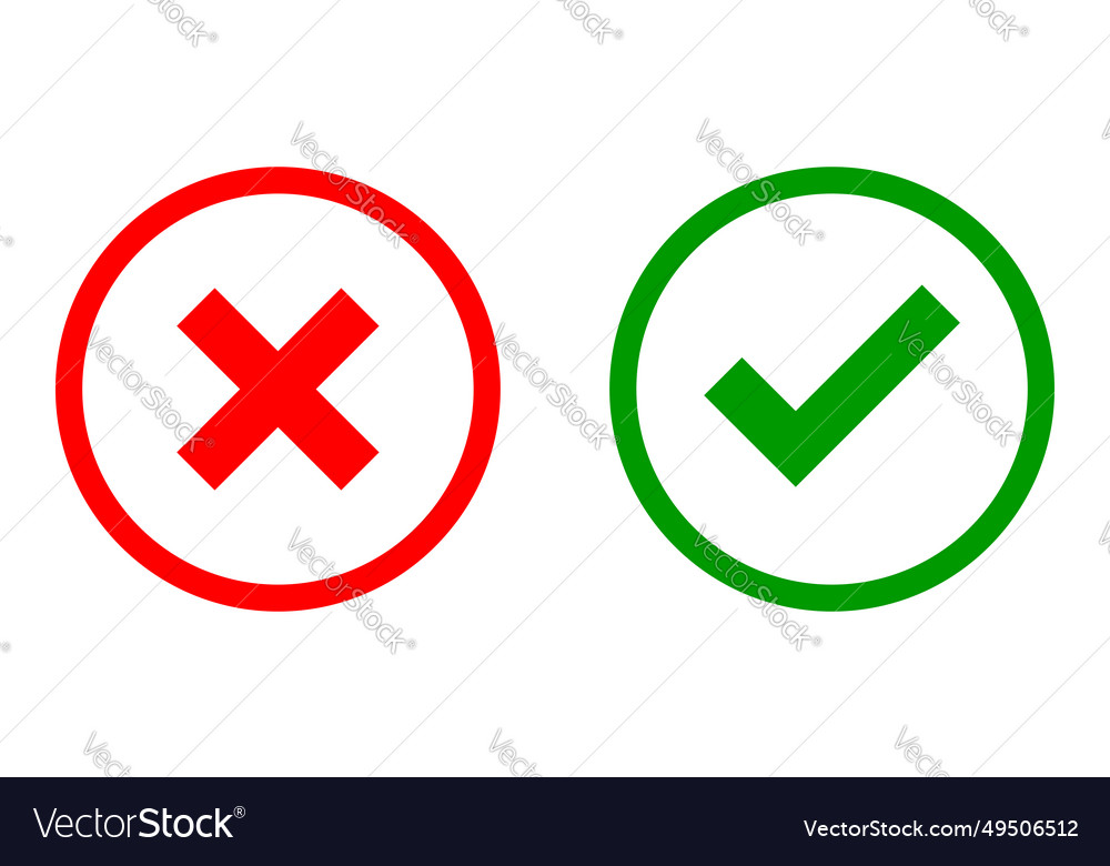 Cross and check mark icon symbol set