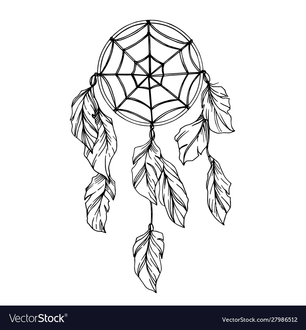 Fether dreamcatcher black and white