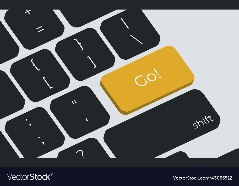 Go button in yellow on a computer keyboard Vector Image Go button in yellow on a computer keyboard