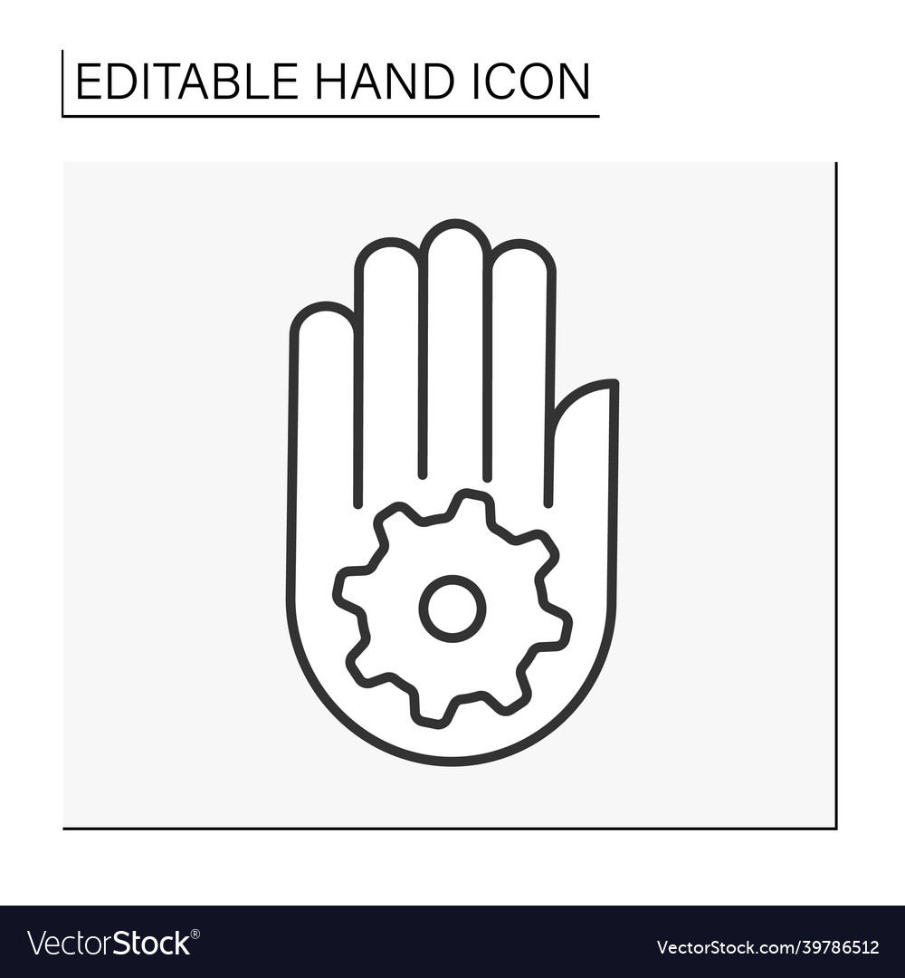 Hand with setting sign line icon