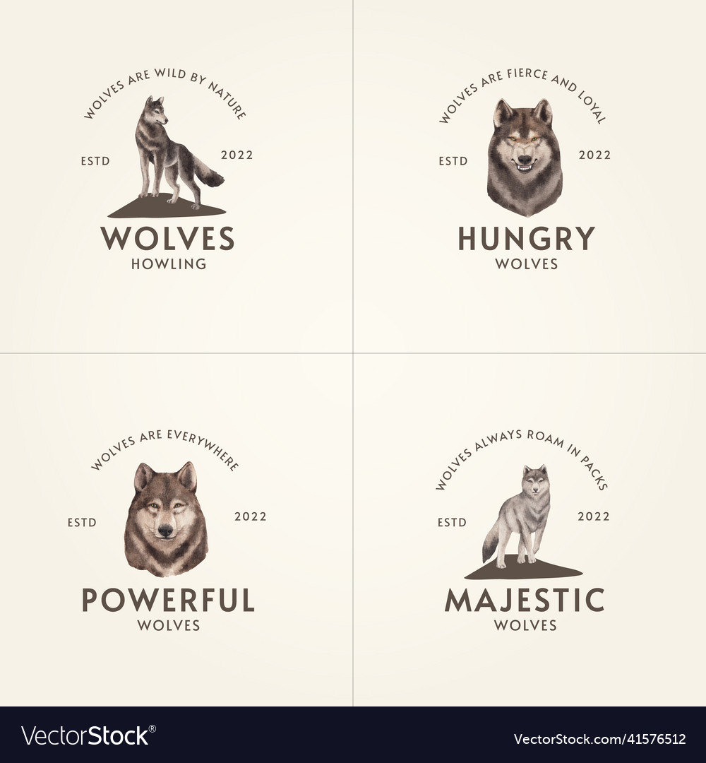 Logo template with wolf in winter