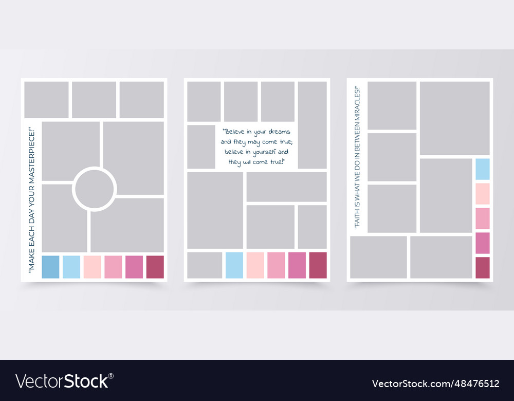 Mood board grids photo collage template Royalty Free Vector