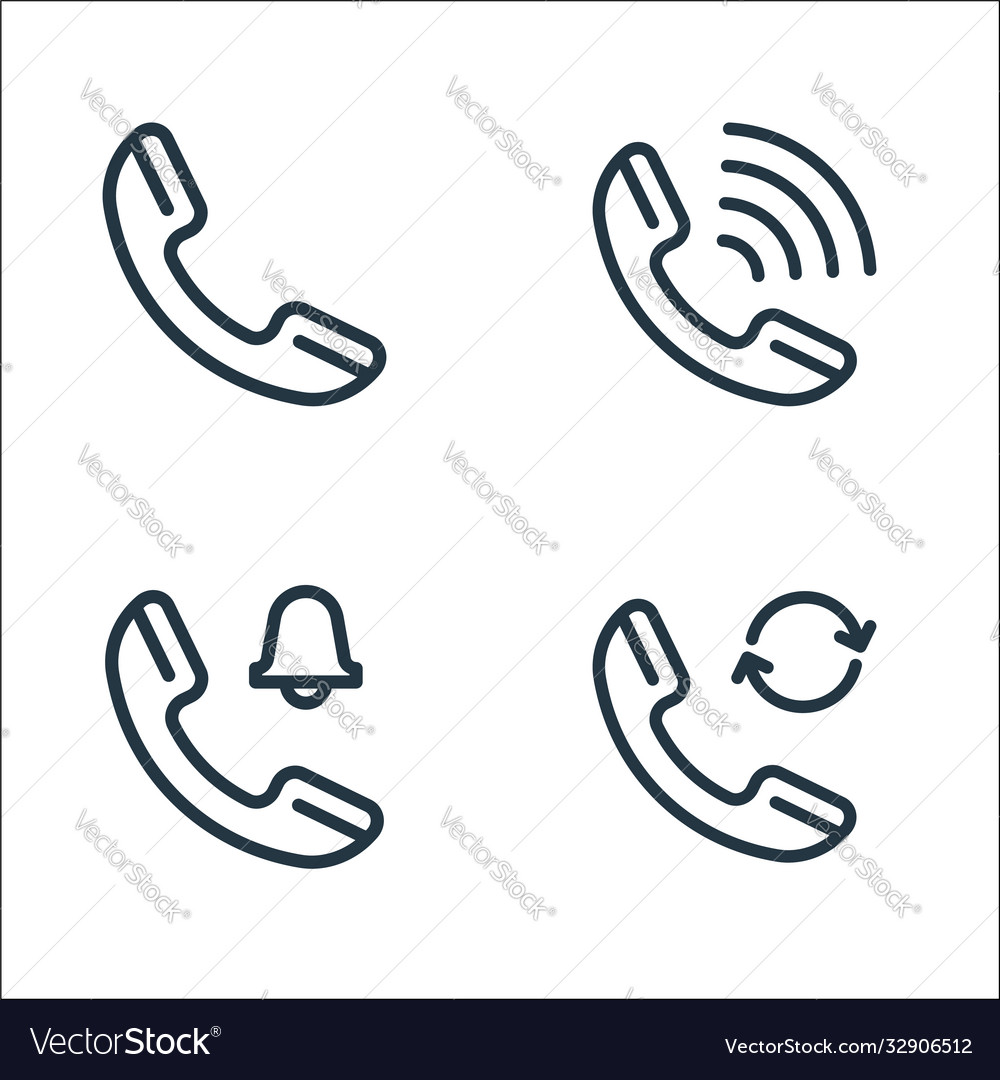 Phone line icons linear set quality