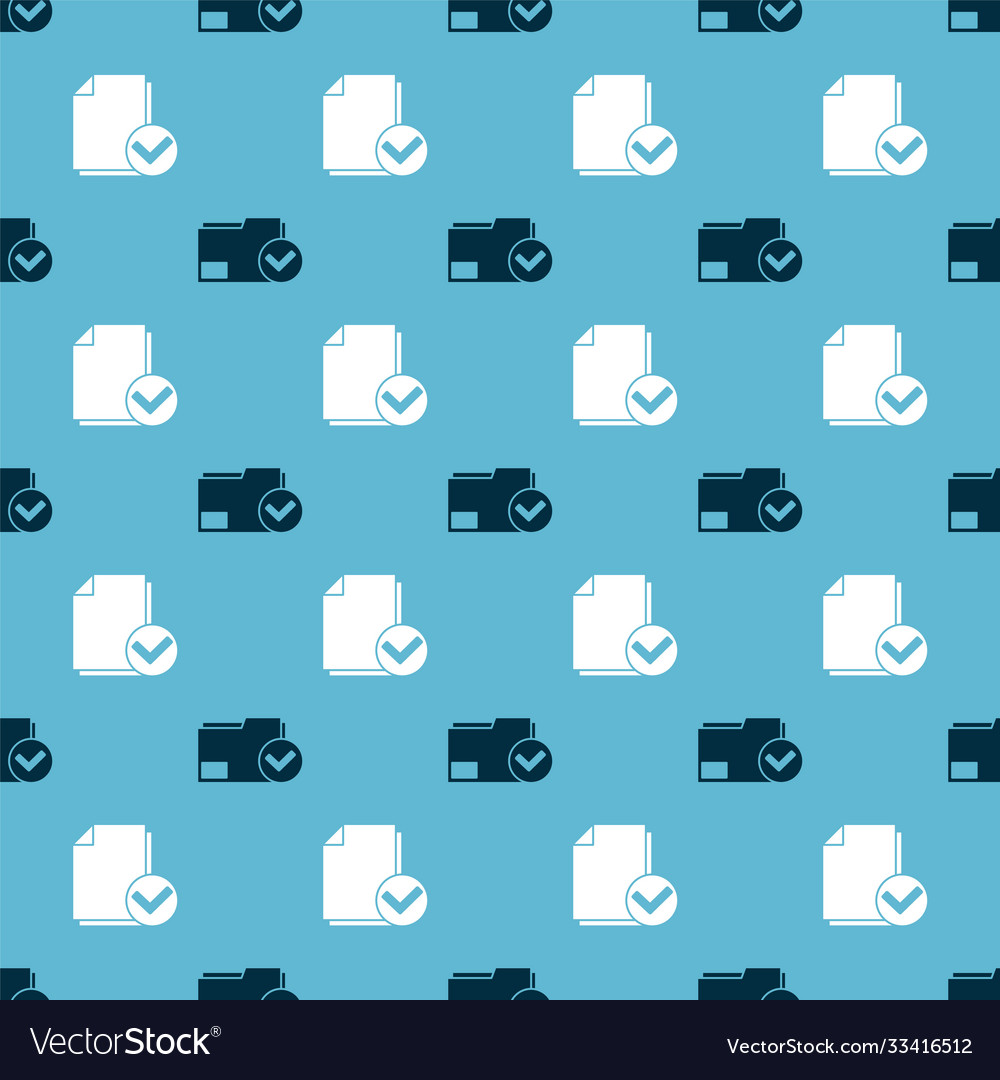 Set document folder and check mark vector image Set document folder and check mark