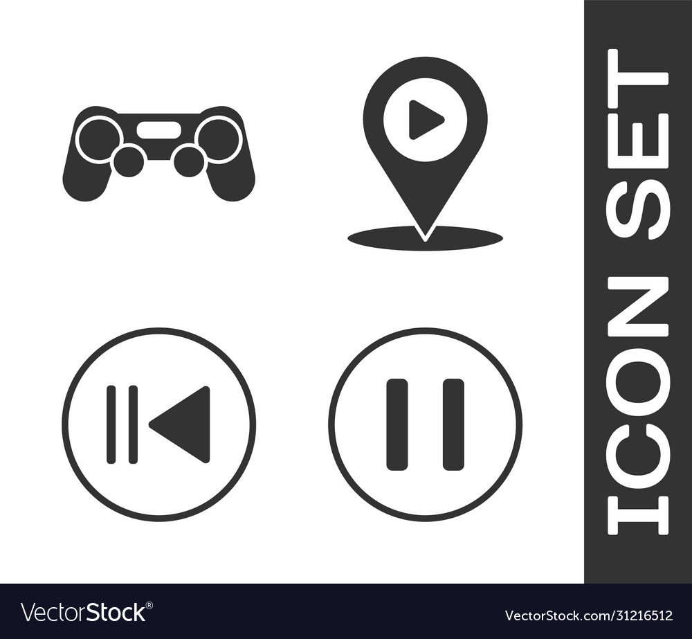 Set pause button gamepad rewind and digital vector image Set pause button gamepad rewind and digital
