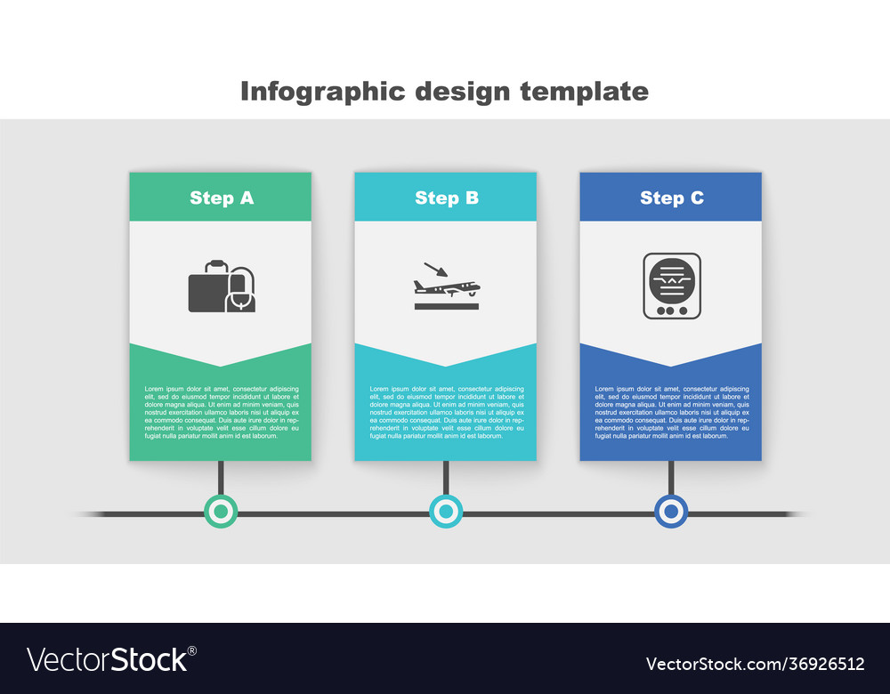 Set suitcase plane landing and attitude indicator Vector Image Set suitcase plane landing and attitude indicator