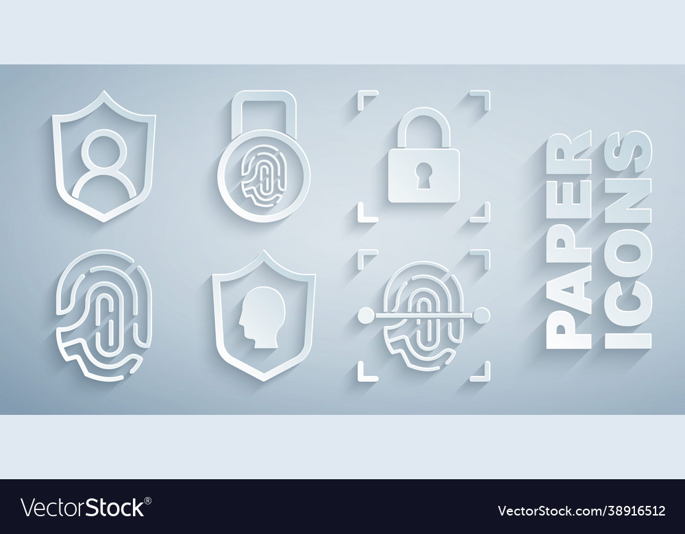 Set user protection fingerprint with lock vector image Set user protection fingerprint with lock