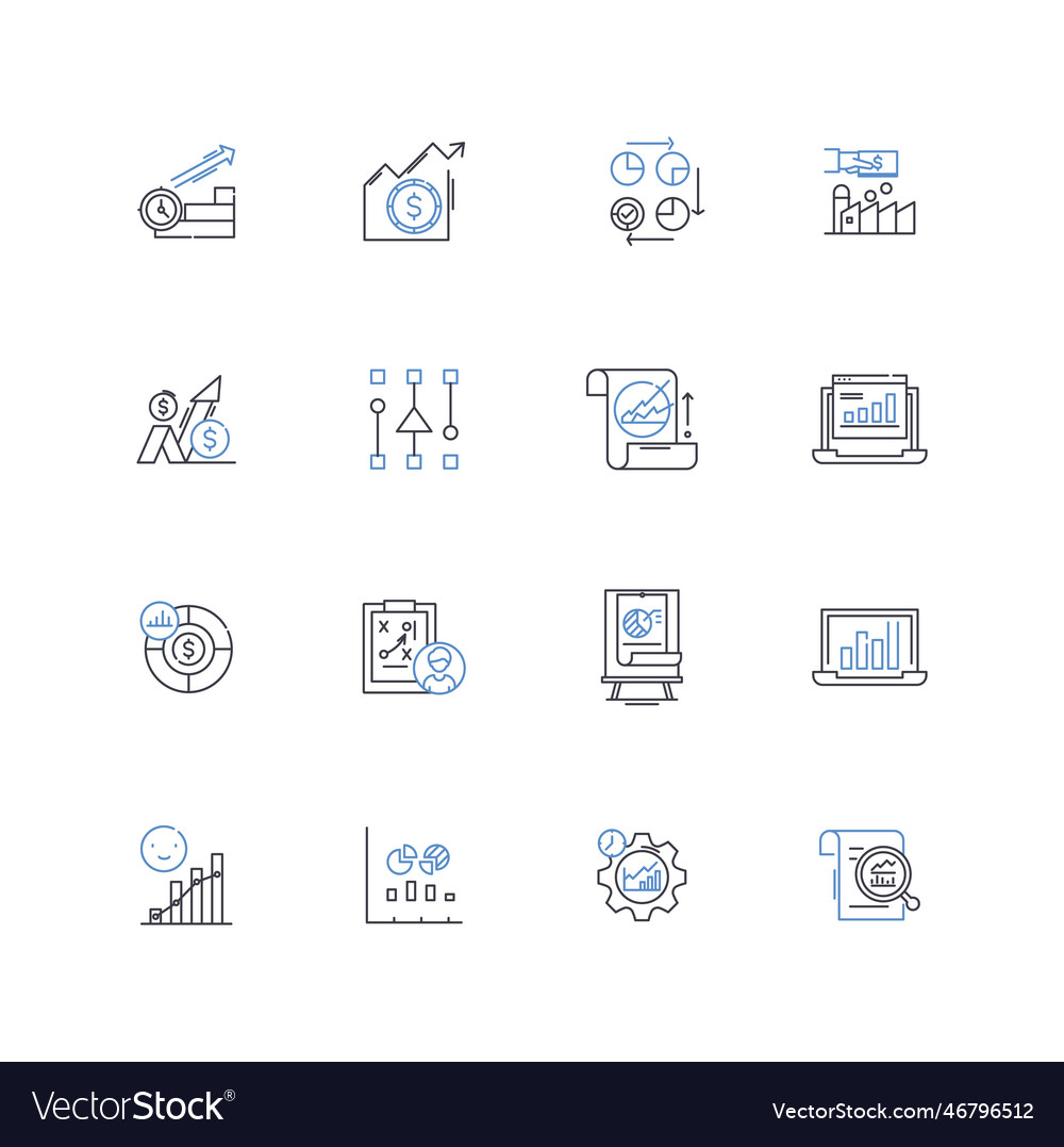 Statistic interpretation line icons collection vector image Statistic interpretation line icons collection