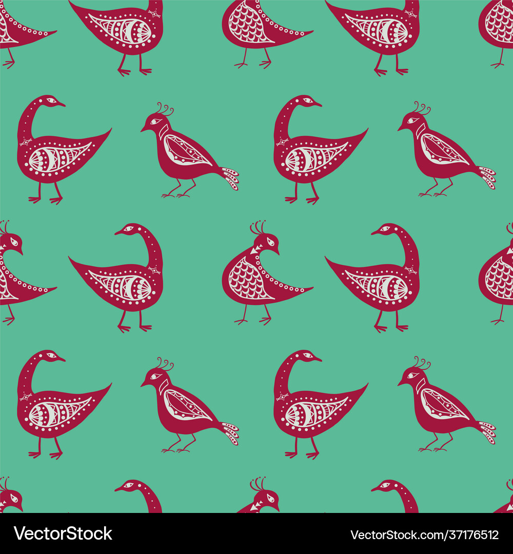 Stylized bird seamless pattern background Vector Image