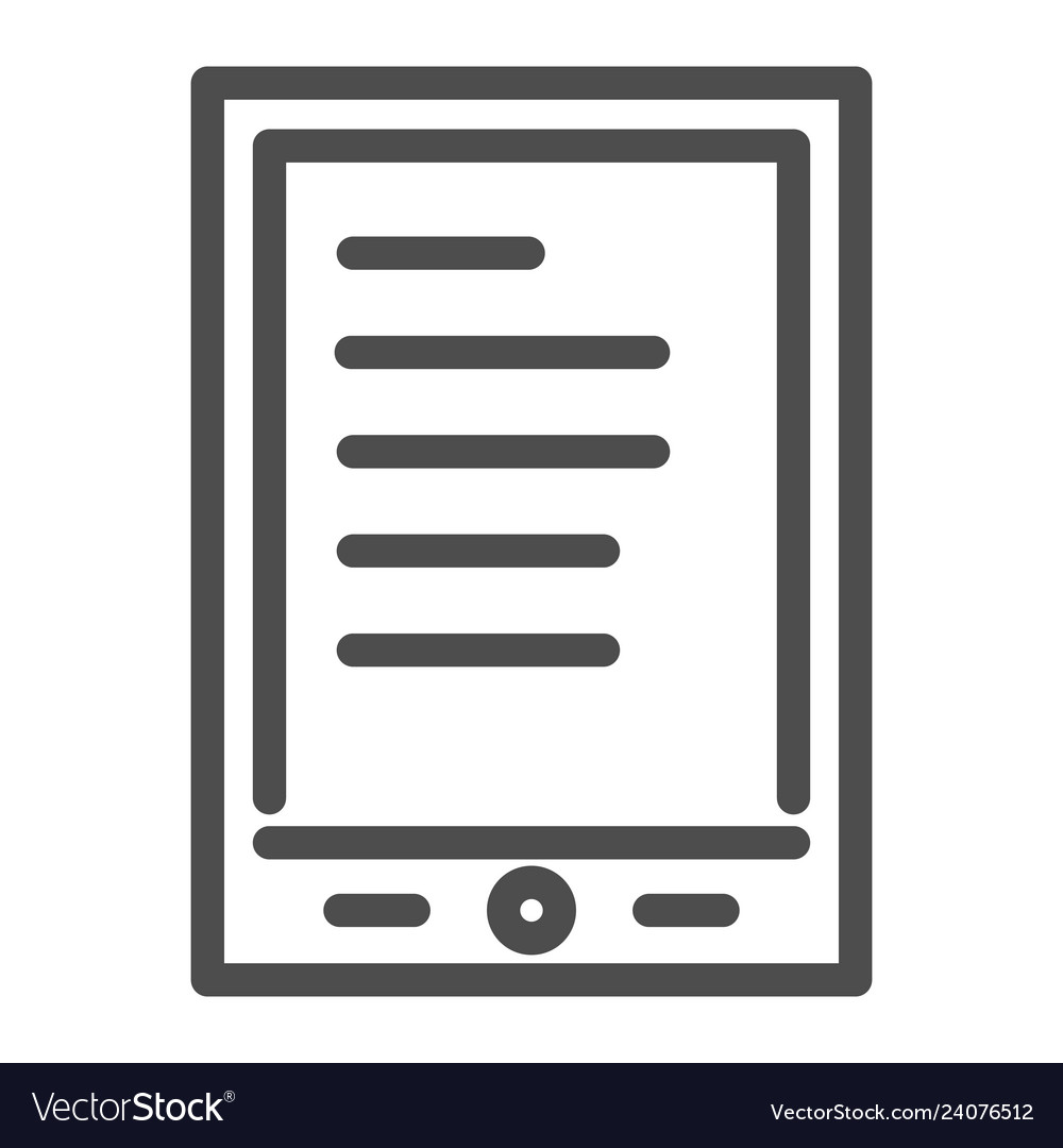 Tablet ereader line icon digital with text vector image Tablet ereader line icon digital with text