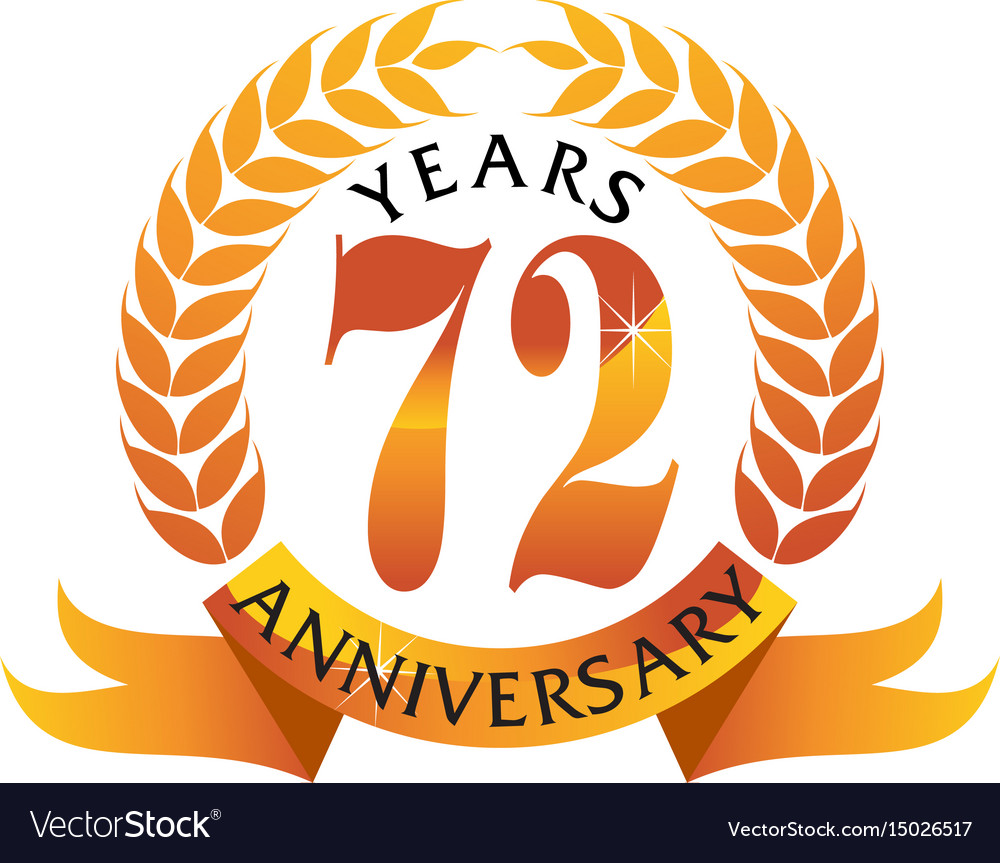 72 years ribbon anniversary Royalty Free Vector Image