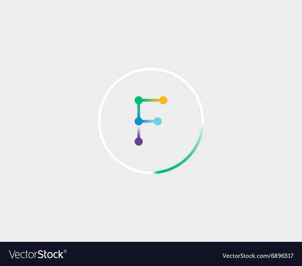 Abstract Letter F Logo Design Template Colorful Vector Image