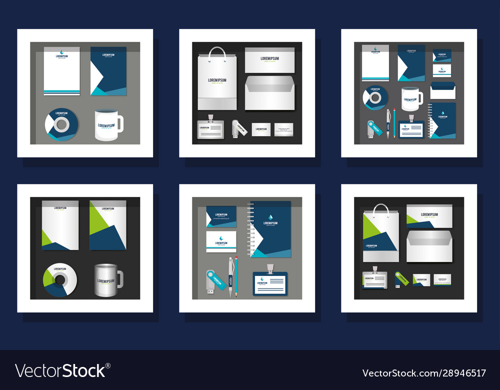 Corporate identity objects set design