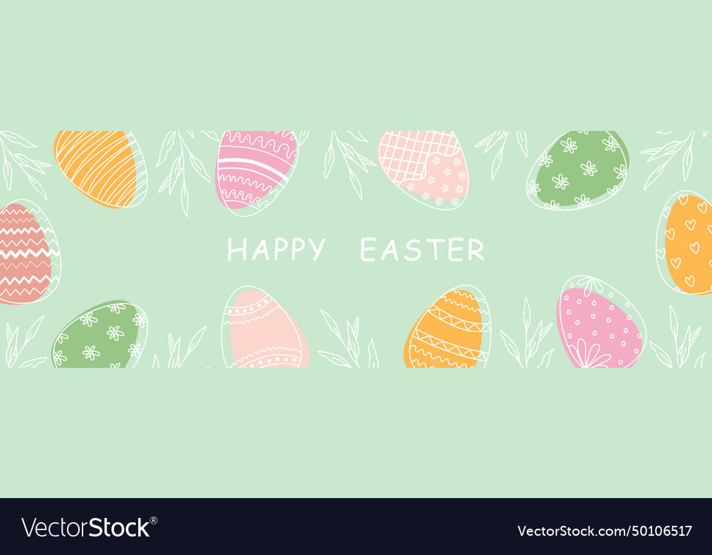 Decorative horizontal banner with easter eggs