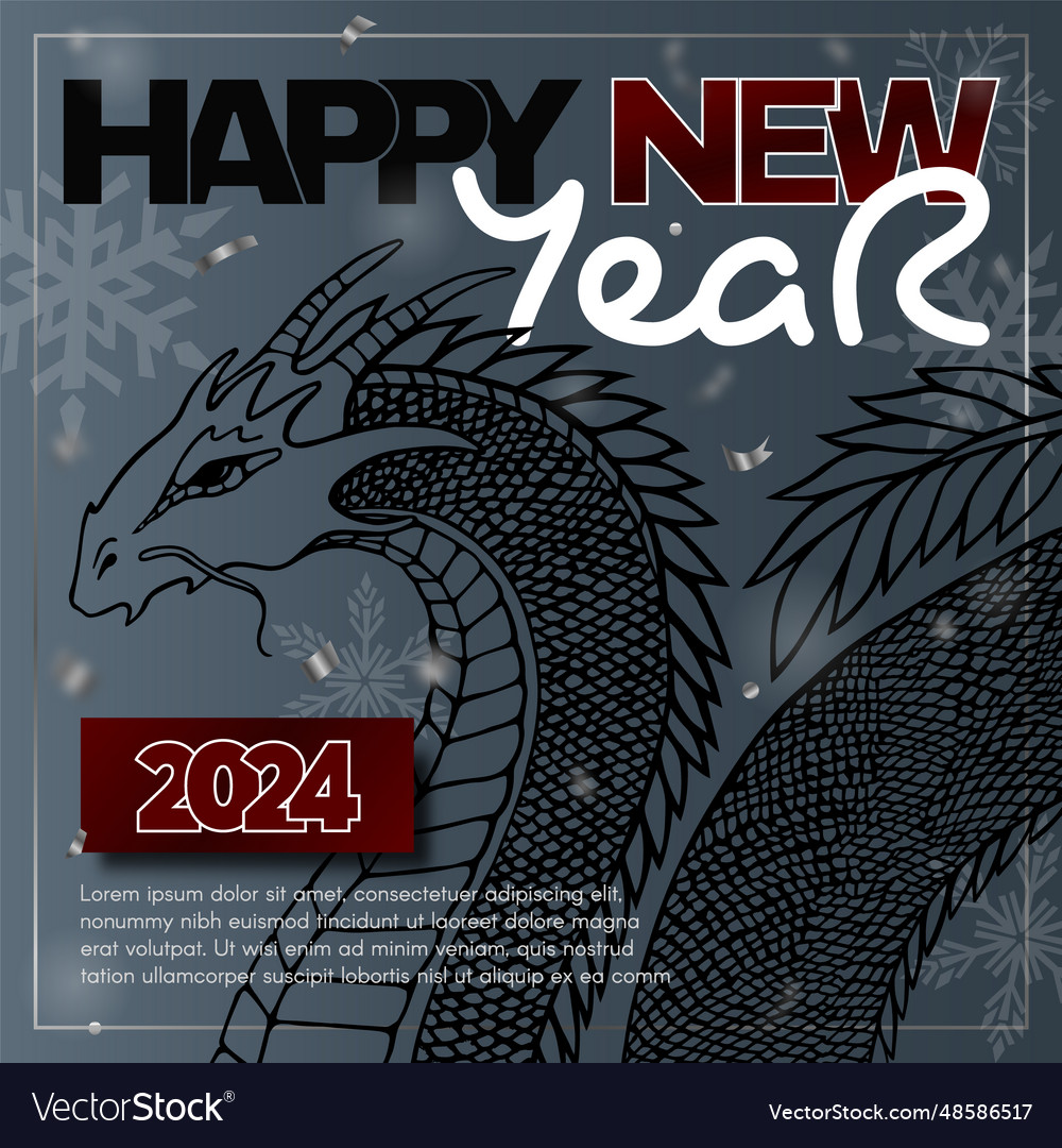 Happy new year 2024 poster with dragon Royalty Free Vector