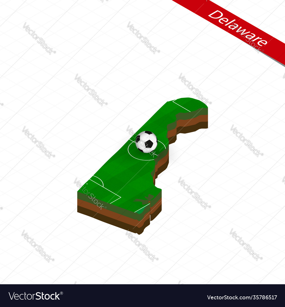 Isometric map us state delaware with soccer