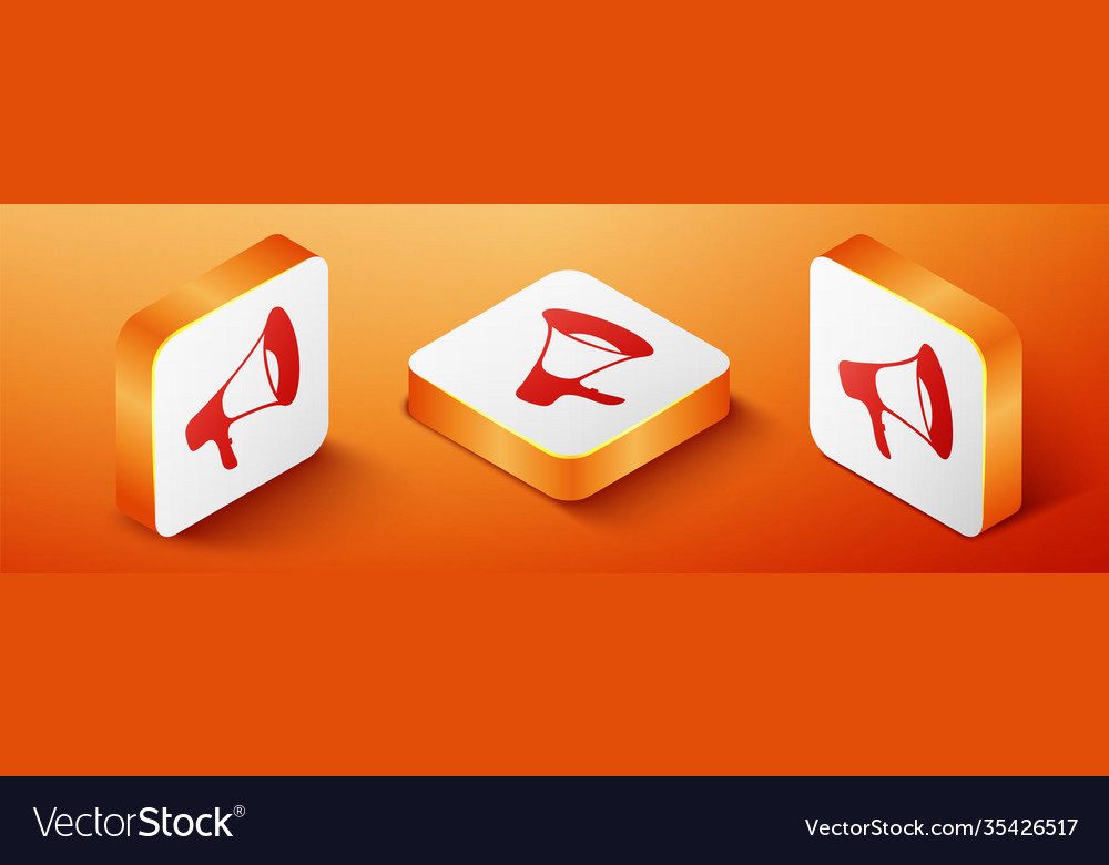 Isometric megaphone icon isolated on orange