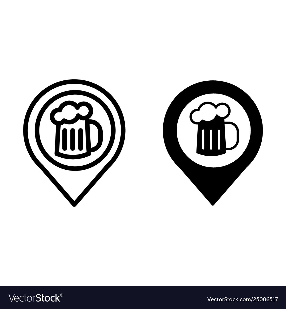 Karte Pin Pointer Glas Bier Linie und Glyph Symbol vector image Karte Pin Pointer Glas Bier Linie und Glyph Symbol