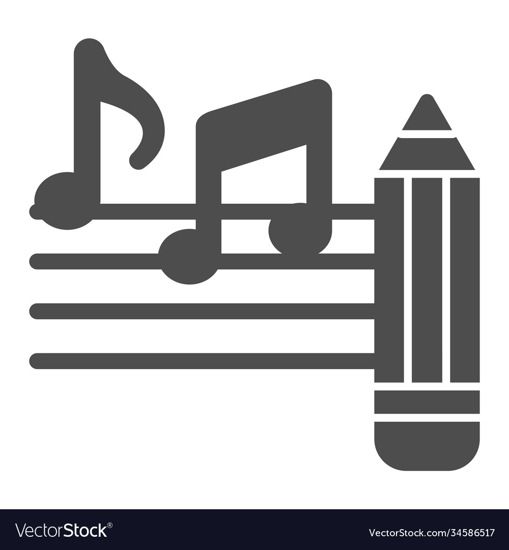 Music notes with pencil solid icon sound design