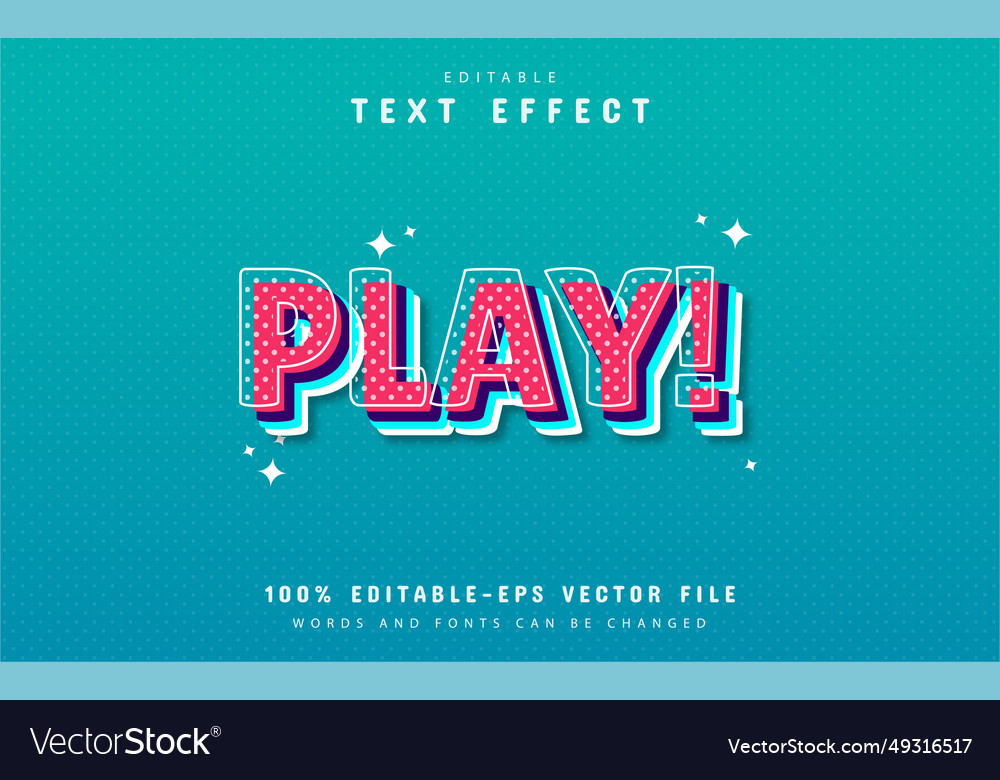 Play dots pattern style text effect vector image Play dots pattern style text effect