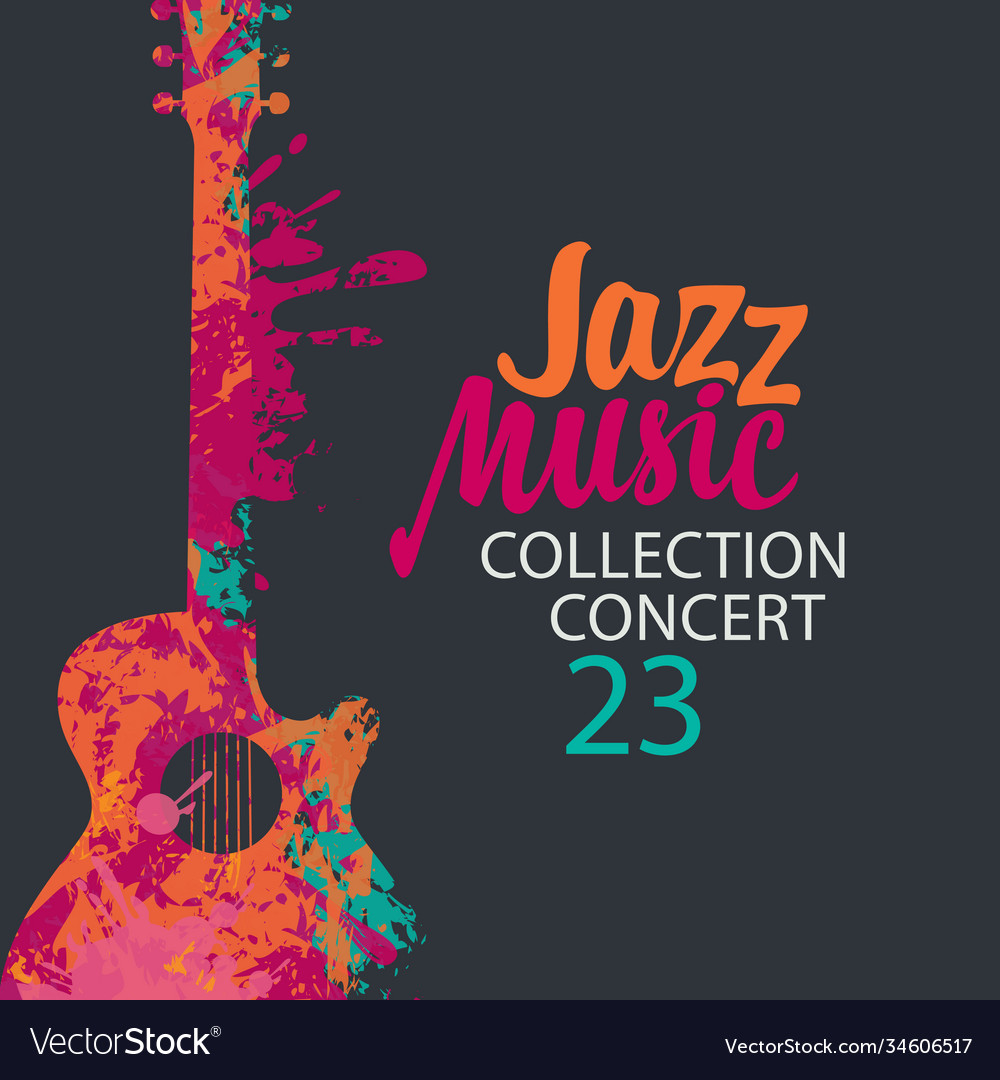 Poster for jazz music collection with a guitar Vector Image