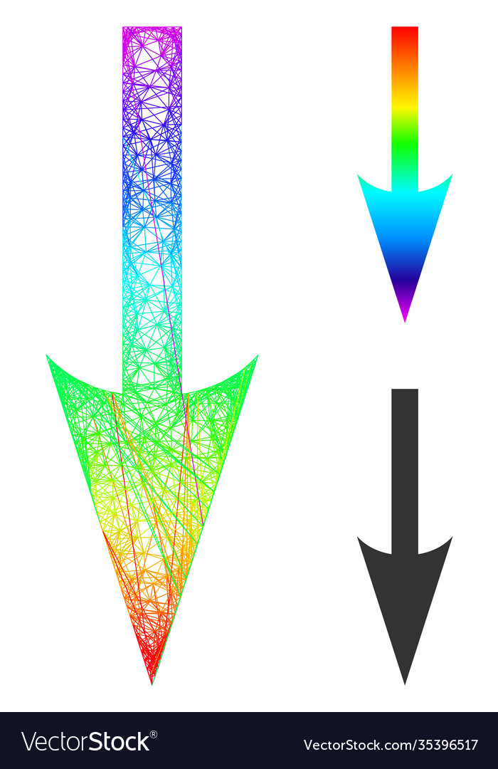 Rainbow net gradient sharp arrow down icon vector image Rainbow net gradient sharp arrow down icon