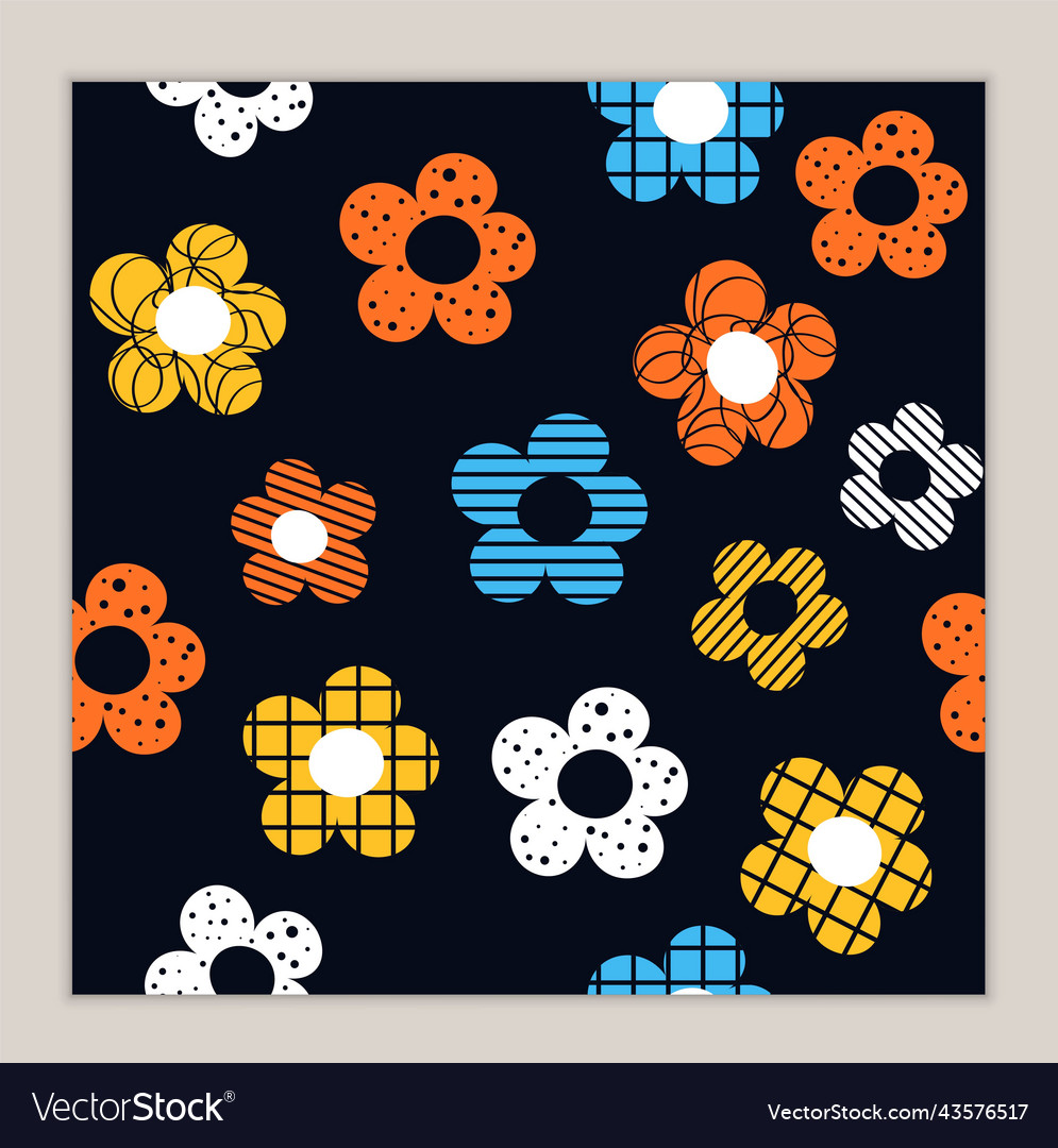 Retro seamless pattern with flowers vector image Retro seamless pattern with flowers