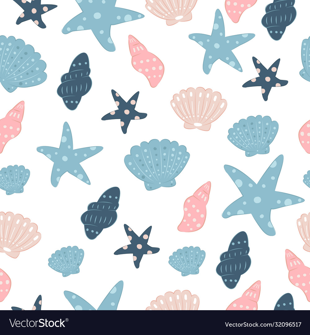 Seashell seamless pattern