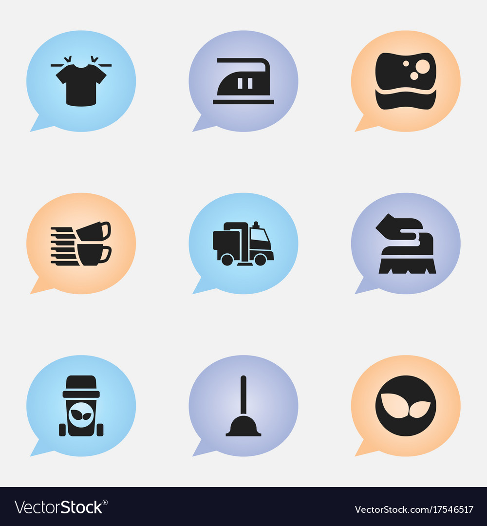 Set of 9 editable cleanup icons includes symbols