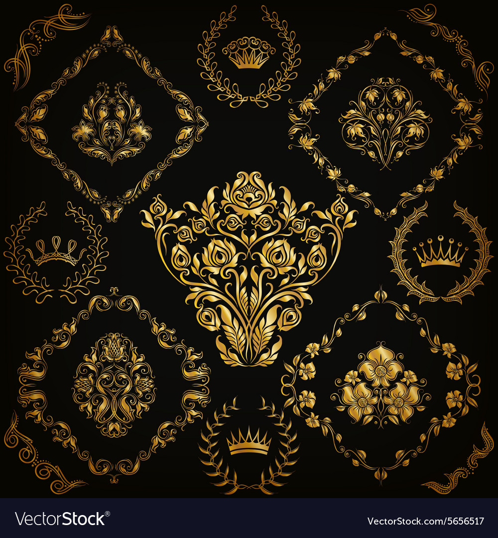 Set of damask ornaments