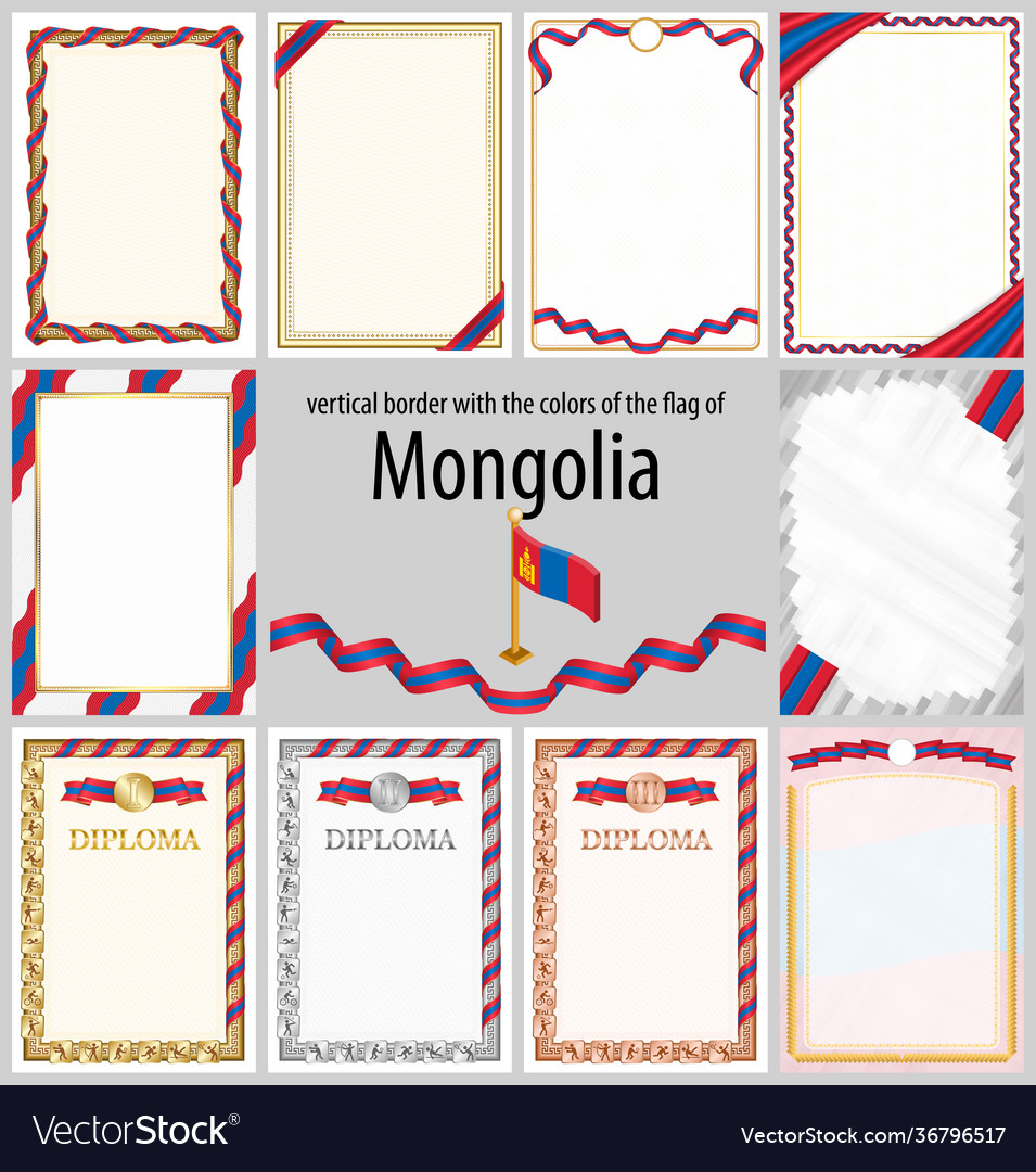 Vertical frame and border with mongolia flag Vector Image Vertical frame and border with mongolia flag