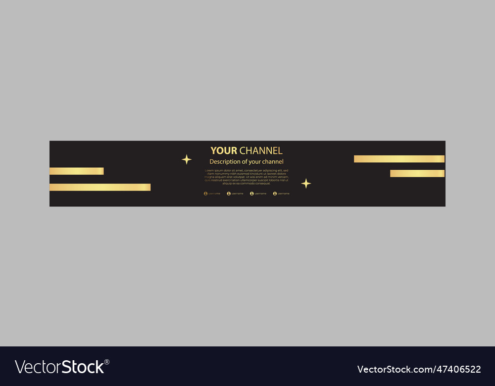 Black gold professional youtube banner cover Vector Image
