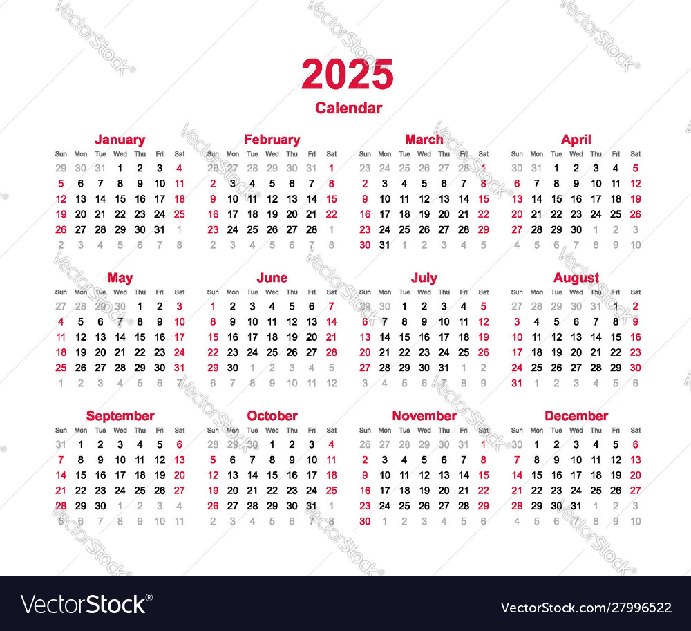 2025 Yearly Calendar 12 Months Shown On One Page Print Frank Beverlee