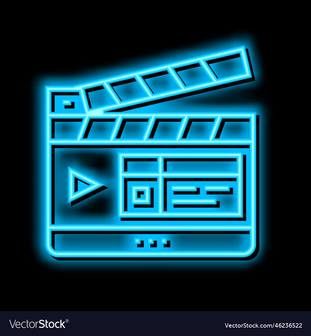 Clapperboard numbering tool neon glow icon
