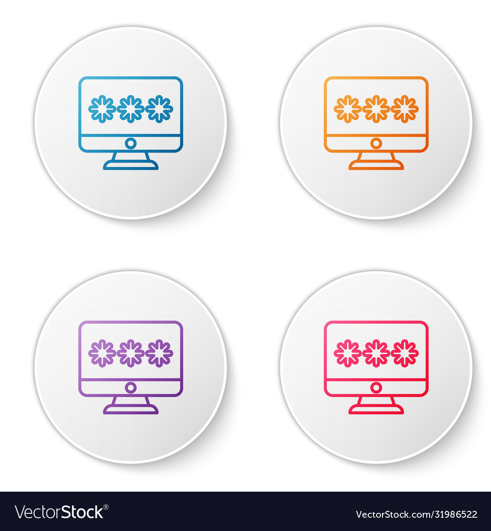 Color line monitor with password notification icon vector image Color line monitor with password notification icon