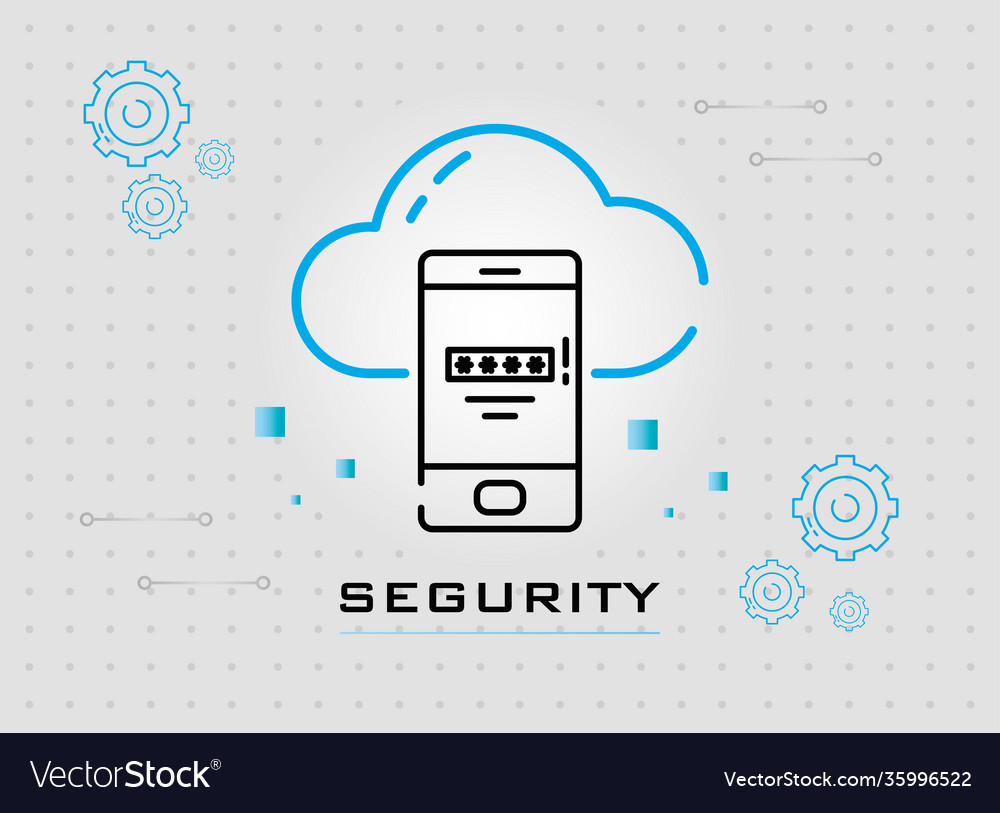 Cyber security smartphone with code and cloud vector image Cyber security smartphone with code and cloud