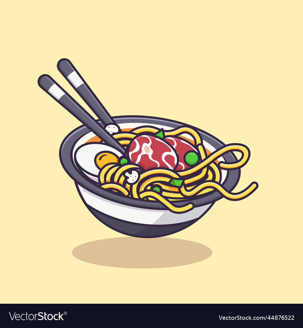 Floatong ramen noodle with egg beef mold Vector Image