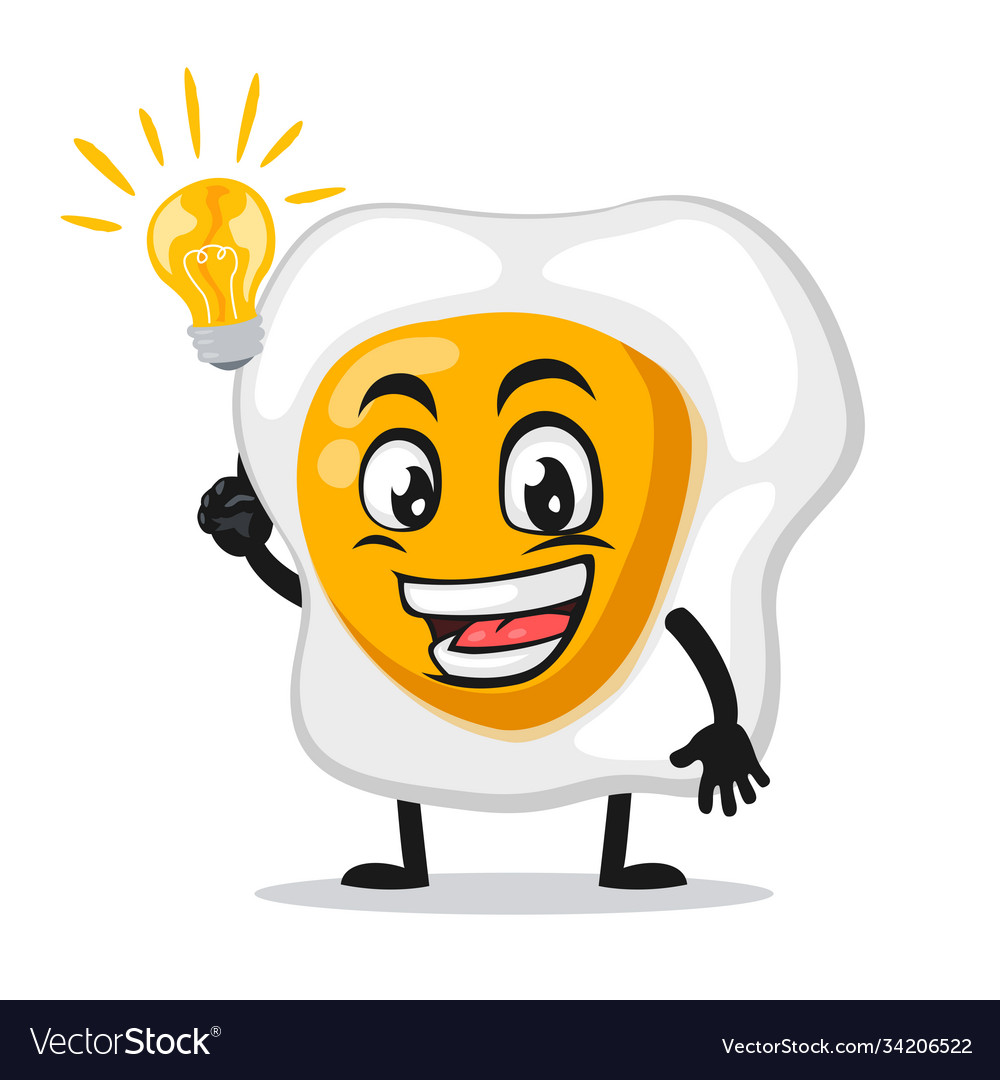 Fried egg mascot or character