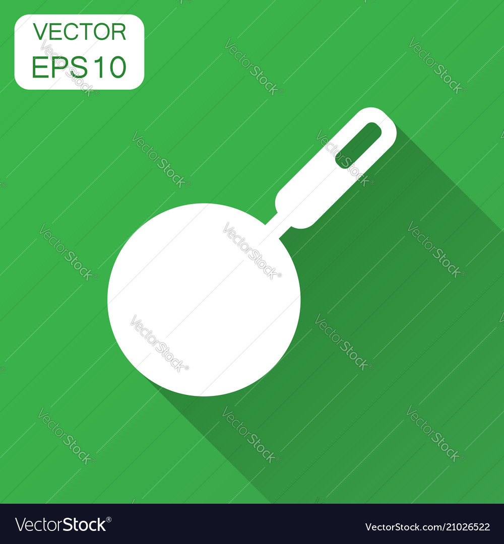 Frying pan icon in flat style cooking