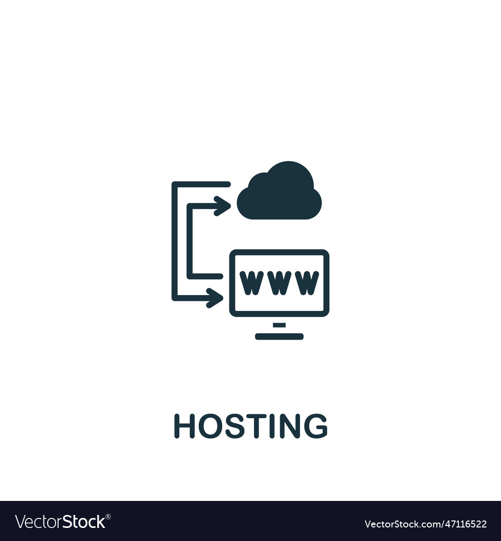 Hosting icon monochrome simple sign from data vector image Hosting icon monochrome simple sign from data