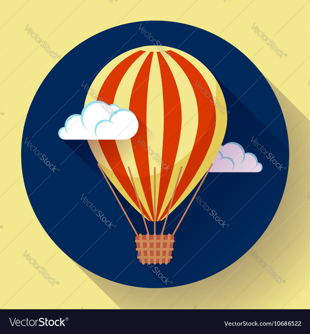 Hot air balloon icon in the sky