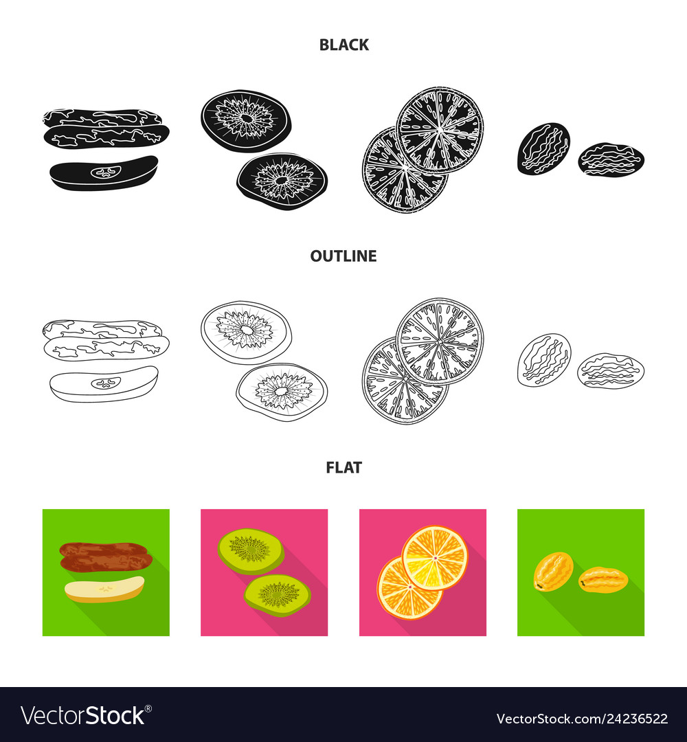 Isolated object of food and raw symbol set vector image Isolated object of food and raw symbol set