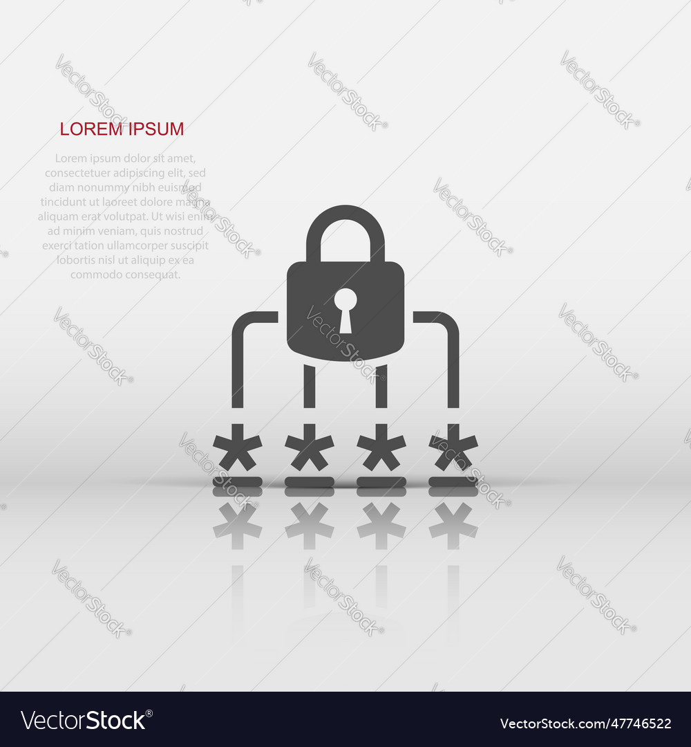Login icon in flat style password access on white vector image Login icon in flat style password access on white