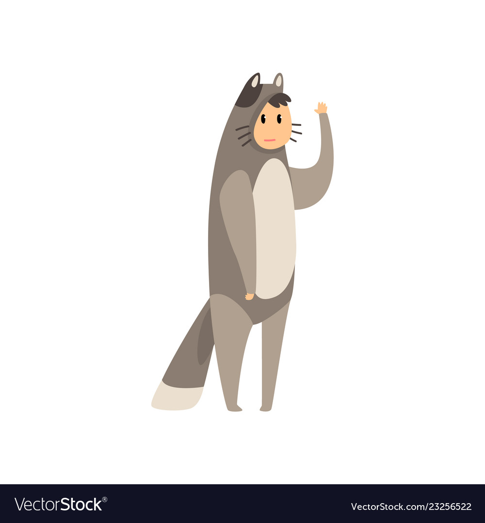 Man wearing grey cat animal costume person