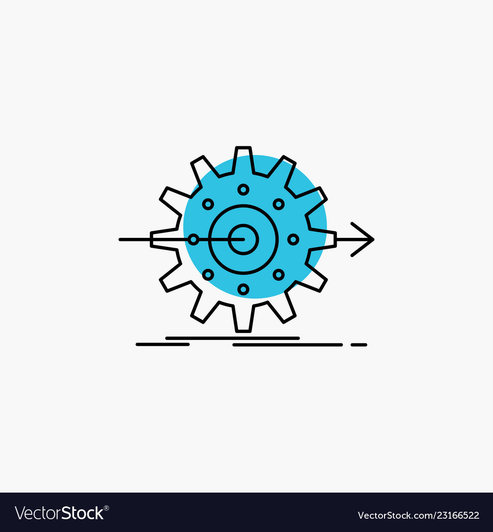 Performance progress work setting gear line icon vector image Performance progress work setting gear line icon