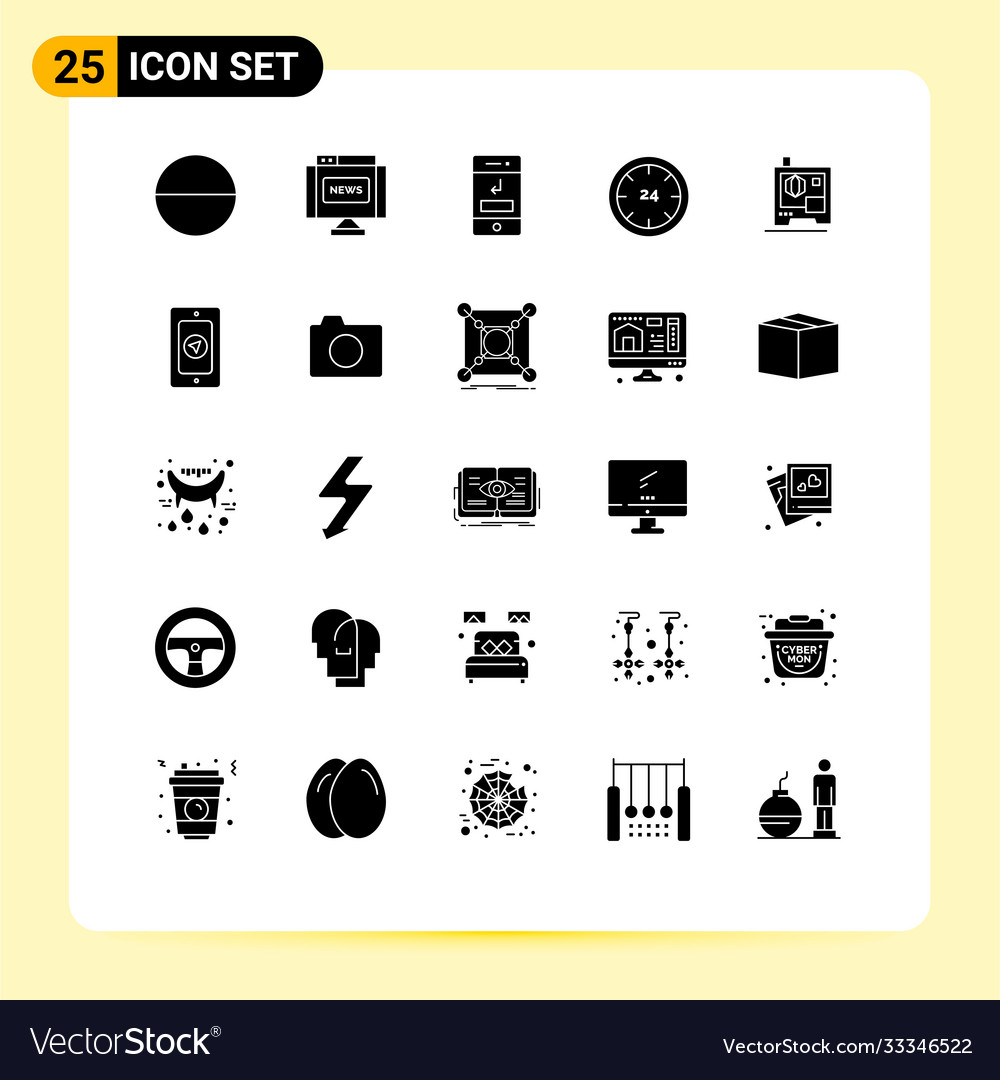 Pictograph set 25 simple solid glyphs